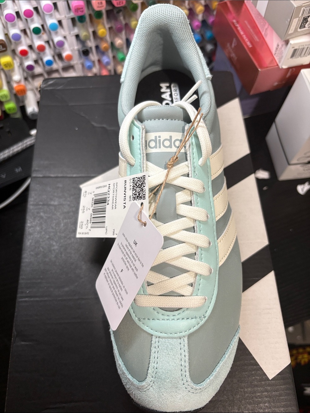 adidas Women's Mint Green Classic Stripe Sneaker